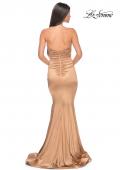 Picture of: Stretch Satin Gown with Draped Sweetheart Neckline in Bronze, Style: 31915, Detail Picture 13