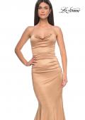 Picture of: Stretch Satin Gown with Draped Sweetheart Neckline in Bronze, Style: 31915, Detail Picture 14