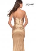 Picture of: Strapless Stretch Satin Dress with Ruching in Bronze, Style: 32300, Detail Picture 14