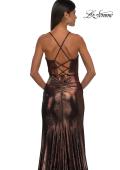 Picture of: Metallic Jersey Dress with Side Ruching and High Slit in Bronze , Style: 32884, Detail Picture 14