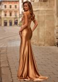 Picture of: Strapless Lace Corset Satin Gown with Slit in Bronze, Style: 33362, Back Picture