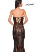 Picture of: Mermaid Metallic Prom Dress with Sweetheart Strapless Top in Bronze , Style 32995, Detail Picture 18