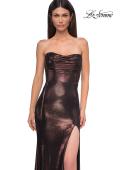 Picture of: Strapless Draped Neckline Prom Dress in Metallic Jersey in Bronze , Style 32828, Detail Picture 22