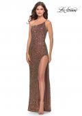 Picture of: Elegant Soft Sequin One Shoulder Long Dress in Bronze in Bronze, Style: 31426, Detail Picture 1