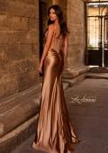 Picture of: Rhinestone Corset Prom Dress with Stretch Satin Skirt in Bronze , Style 32691, Detail Picture 2