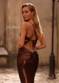 Picture of: Cut Out Prom Dress with Metallic Stretch Jersey Fabric in Bronze , Style: 33085, Detail Picture 2
