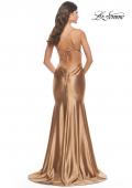 Picture of: Liquid Jersey Trumpet Gown with Draped Neckline in Bronze, Style: 31397, Detail Picture 4