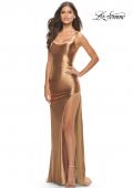 Picture of: Liquid Jersey Fitted Dress with High Slit in Bronze, Style: 31372, Detail Picture 5