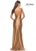 Picture of: Liquid Jersey Fitted Dress with High Slit in Bronze, Style: 31372, Detail Picture 6
