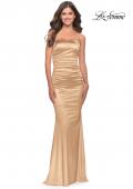 Picture of: Strapless Stretch Satin Dress with Ruching in Bronze, Style: 32300, Detail Picture 7