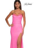 Picture of: Strapless Prom Dress with Ruching and Lace Detail Neckline and Back in Bubblegum Pink, Style: 32981, Detail Picture 13