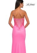 Picture of: Strapless Prom Dress with Ruching and Lace Detail Neckline and Back in Bubblegum Pink, Style: 32981, Detail Picture 14