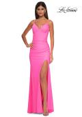 Picture of: Prom Dress with Corset Top and Sheer Illusion Back in Bubblegum Pink, Style: 32962, Detail Picture 7