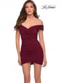 Picture of: Short Off The Shoulder Jersey Homecoming Dress in Burgundy, Style: 29486, Main Picture