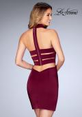 Picture of: Tight Jersey Homecoming Dress with Attached Choker in Burgundy, Style: 25062, Back Picture