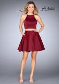 Picture of: Short Two Piece Homecoming Dress with Lace Up Back in Burgundy, Style: 25114, Detail Picture 3