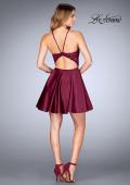 Picture of: Sheer Illusion Dress with Scattered Lace and Short Skirt in Burgundy, Style: 25202, Detail Picture 3