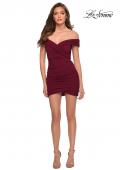 Picture of: Short Off The Shoulder Jersey Homecoming Dress in Burgundy, Style: 29486, Detail Picture 3