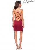Picture of: Form Fitting Homecoming Dress with Strappy Open Back in Burgundy, Style: 26638, Detail Picture 4