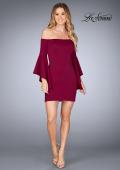 Picture of: Off the Shoulder Ruffle Sleeve Homecoming Dress in Burgundy, Style: 25033, Detail Picture 5