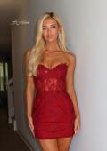 Picture of: Strapless Floral Corset Mini Dress in Burgundy, Style 33935, Detail Picture 5