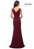 Picture of: Simple Long Jersey Dress with Empire Waist in Burgundy, Style: 26410, Back Picture
