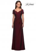 Picture of: Short Sleeve Floor Length Gown with Ruching in Burgundy, Style: 27855, Detail Picture 4