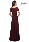 Picture of: Short Sleeve Floor Length Gown with Ruching in Burgundy, Style: 27855, Detail Picture 5