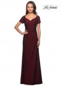 Picture of: Short Sleeve Floor Length Gown with Ruching with Burgundy, Style: 27855, Detail Picture 6