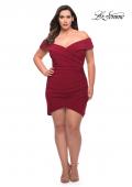 Picture of: Plus Size Short Jersey Off the Shoulder Dress in Burgundy, Style: 29521, Main Picture