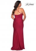 Picture of: Jersey Prom Dress for Curves with Slit and Criss Cross Back in Burgundy, Style: 29022, Back Picture