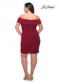 Picture of: Plus Size Short Jersey Off the Shoulder Dress in Burgundy, Style: 29521, Back Picture