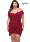 Picture of: Plus Size Short Jersey Off the Shoulder Dress in Burgundy, Style: 29521, Detail Picture 3