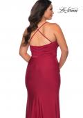 Picture of: Jersey Prom Dress for Curves with Slit and Criss Cross Back in Burgundy, Style: 29022, Detail Picture 4