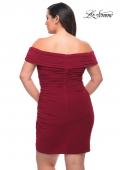 Picture of: Plus Size Short Jersey Off the Shoulder Dress in Burgundy, Style: 29521, Detail Picture 4