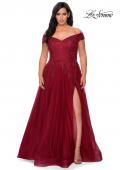 Picture of: Off The Shoulder Tulle Plus Size Gown with Lace in Burgundy, Style: 28950, Detail Picture 5