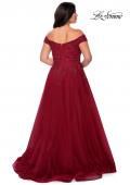 Picture of: Off The Shoulder Tulle Plus Size Gown with Lace in Burgundy, Style: 28950, Detail Picture 6