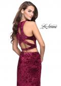 Picture of: Crush Velvet Two Piece Prom Dress with Slit in Burgundy, Style: 25431, Main Picture