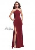 Picture of: Jersey Prom Dress with Beaded Straps and High Neckline in Burgundy, Style: 25698, Main Picture