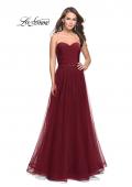 Picture of: Strapless A-line Ball Gown with Layered Tulle Skirt in Burgundy, Style: 25809, Main Picture