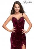 Picture of: Crushed Velvet Prom Dress with Lace Neckline in Burgundy, Style: 25881, Main Picture