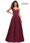Picture of: Strapless A Line Ball Gown with Metallic Embroidery in Burgundy, Style: 27063, Main Picture