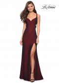 Picture of: Long Jersey Prom Dress with Side Cut Outs in Burgundy, Style: 27785, Main Picture
