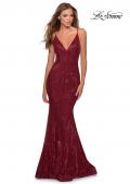 Picture of: Sequin Mermaid Prom Dress with Strappy Back in Burgundy, Style: 28519, Main Picture