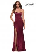 Picture of: Fitted Stretch Satin Dress with Scoop Back in Burgundy, Style 29945, Main Picture