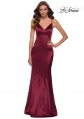 Picture of: Chic Long Stretch Satin Gown with V Neck and Back in Burgundy, Style 29960, Main Picture