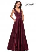 Picture of: Satin Prom Gown with beaded Bust and Pockets in Burgundy, Style: 27205, Detail Picture 8