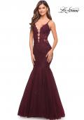Picture of: Tulle and Lace Mermaid Gown in Jewel Tones in Burgundy, Style: 29680, Detail Picture 8