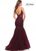 Picture of: Tulle and Lace Mermaid Gown in Jewel Tones in Burgundy, Style: 29680, Detail Picture 9