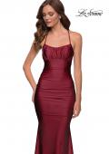 Picture of: On Trend Jersey Long Dress with Ruching on Bodice in Burgundy, Style 29873, Detail Picture 10